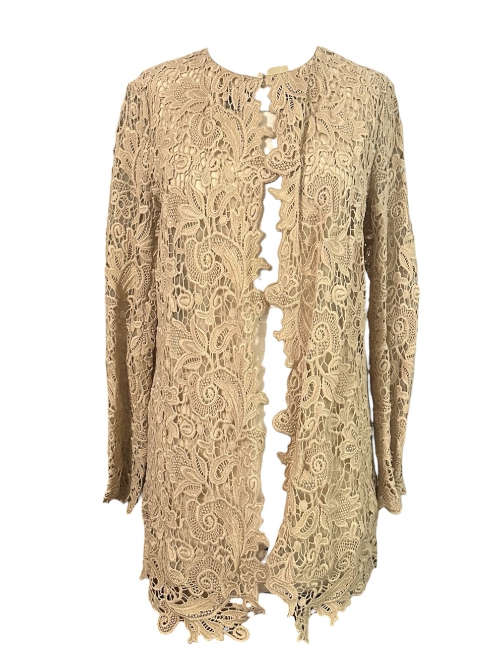 RALPH LAUREN Black Label Floral Lace Open Cardigan L